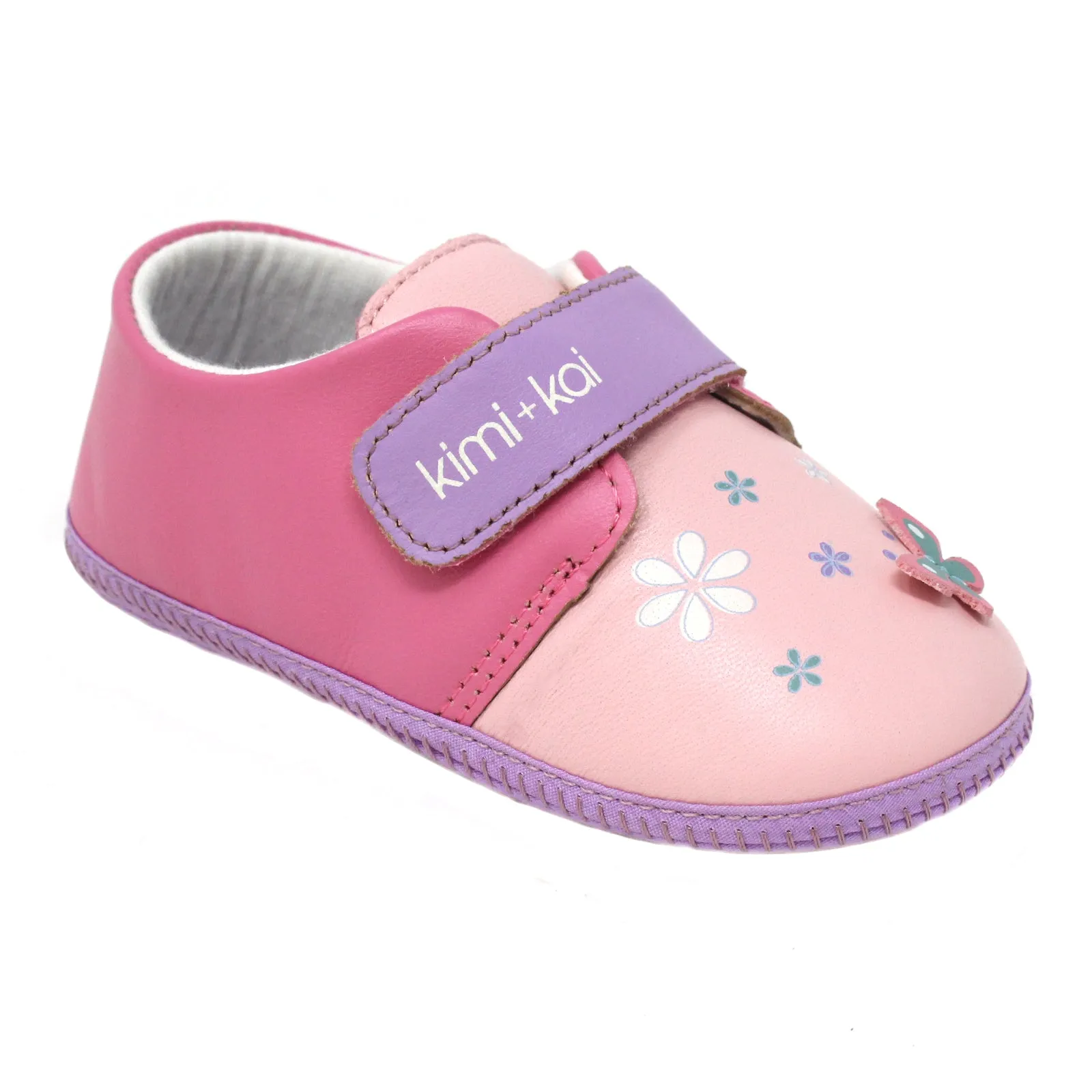 Kimi   Kai Girls Soft Sole Lambskin Leather Shoes - Butterfly (First Walker & Toddler)