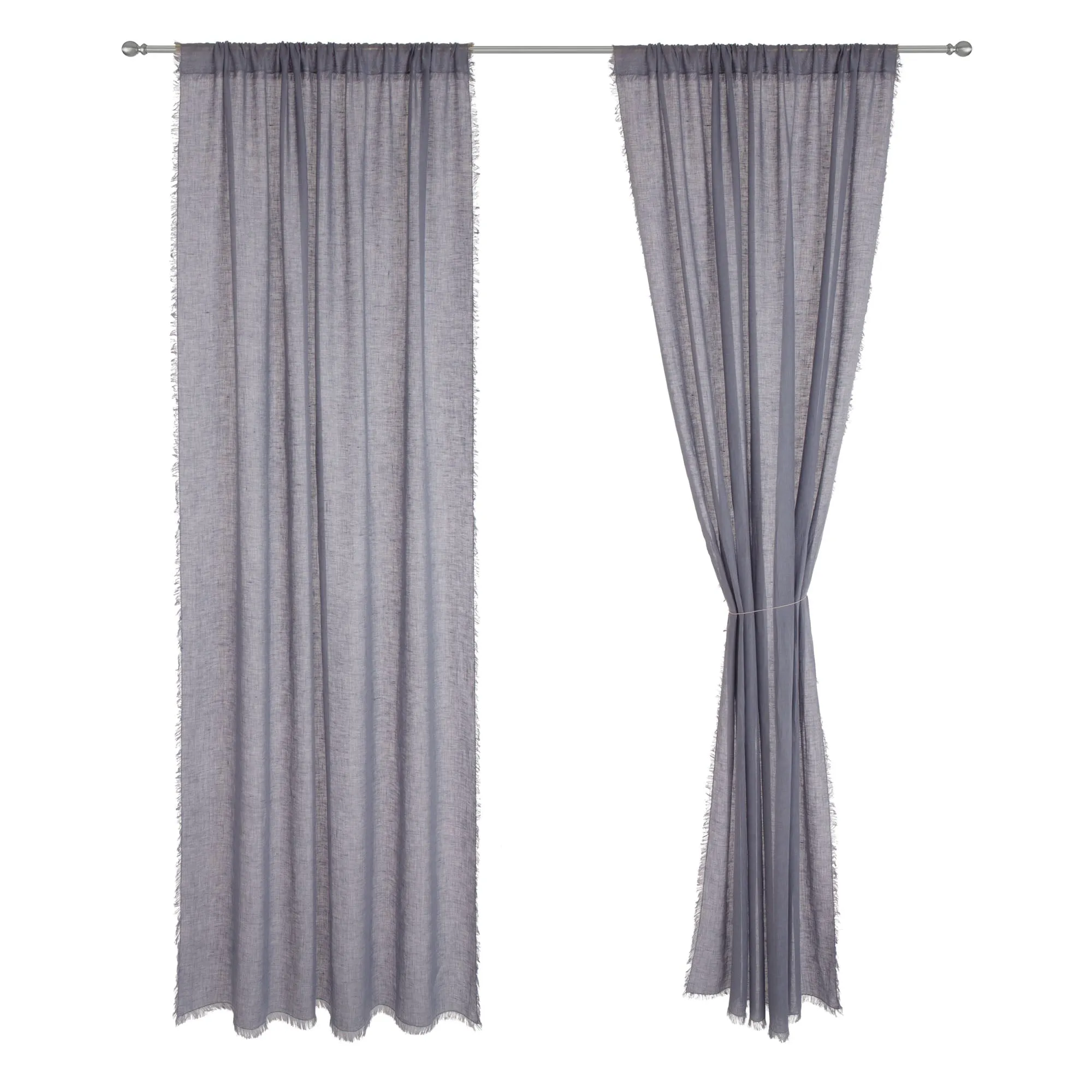 Kiruna Linen Curtain Set [Blue grey]