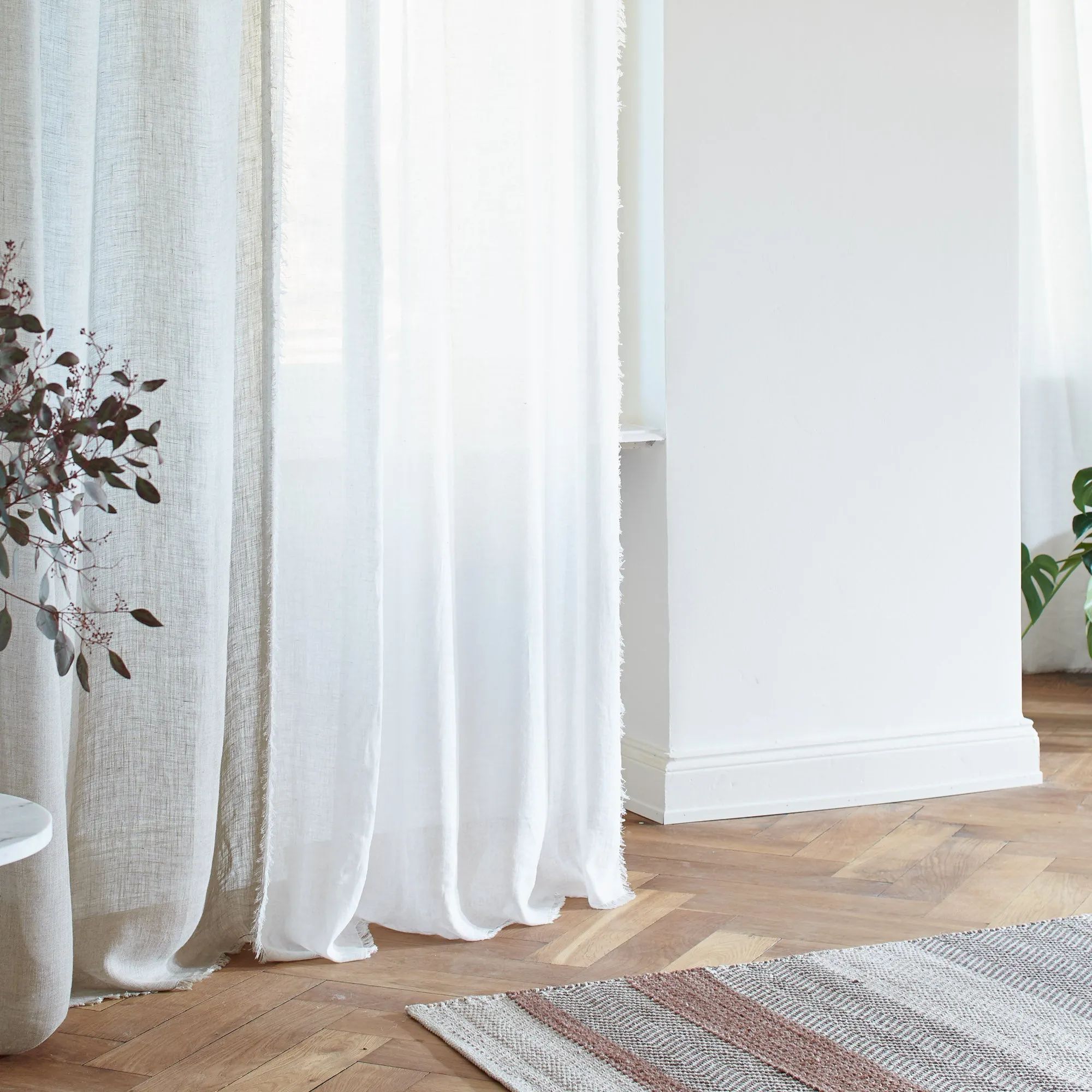 Kiruna Linen Curtain Set [White]