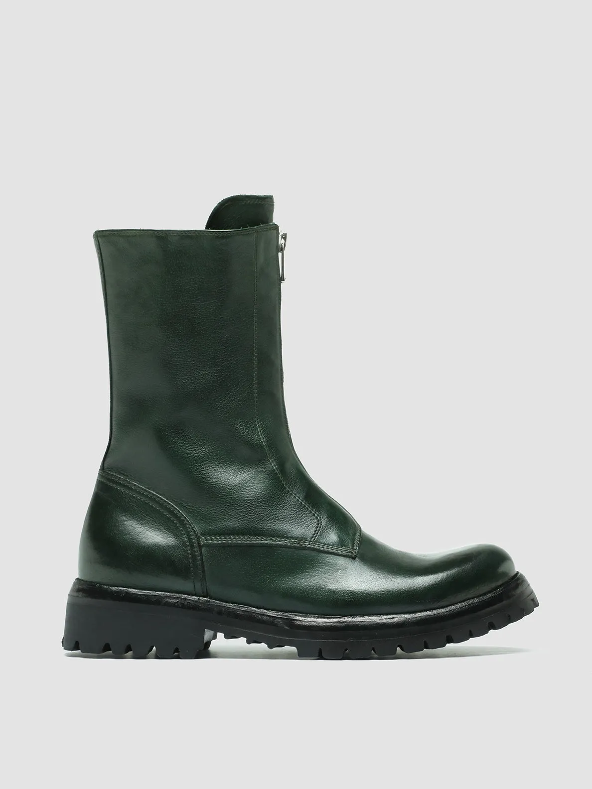 LORAINE 015 - Green Leather Zip Boots