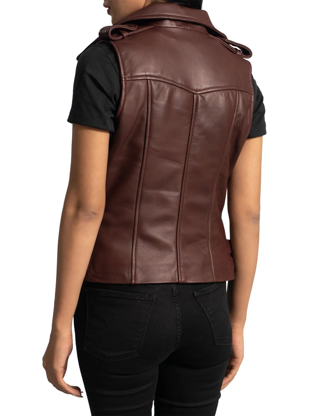 Maroon Leather Biker Vest