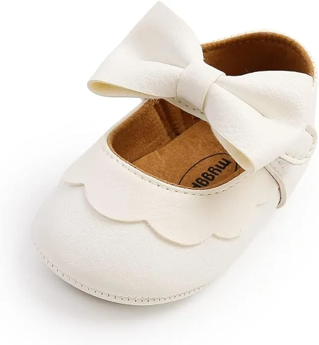 MASOCIO Baby Girls Mary Jane Shoes Infant Bow Princess Anti-Slip Soft Sole Prewalker Shoes