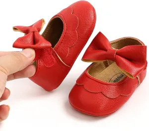 MASOCIO Baby Girls Mary Jane Shoes Infant Bow Princess Anti-Slip Soft Sole Prewalker Shoes