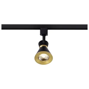 Matte Black and Brushed Brass Finish 12 Watt LED Cinch Track Head; 3000K