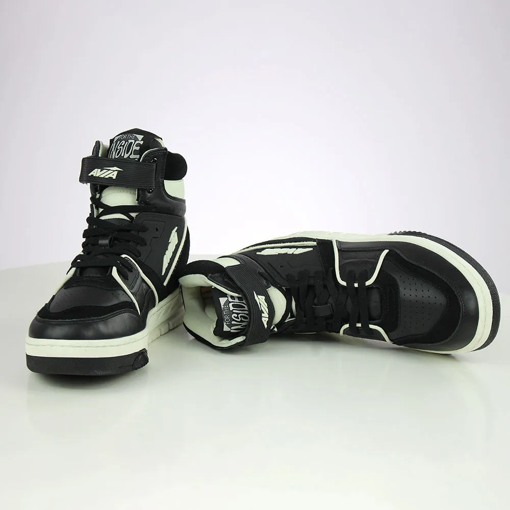 Men's Graphic Printed Leather High Shoes,Black