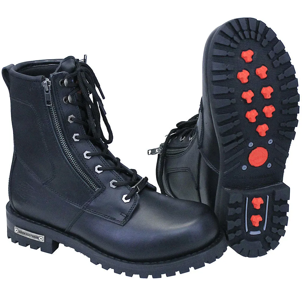 Men's Logger Biker Boot with Double Zipper and Lacing #BM10011LZK