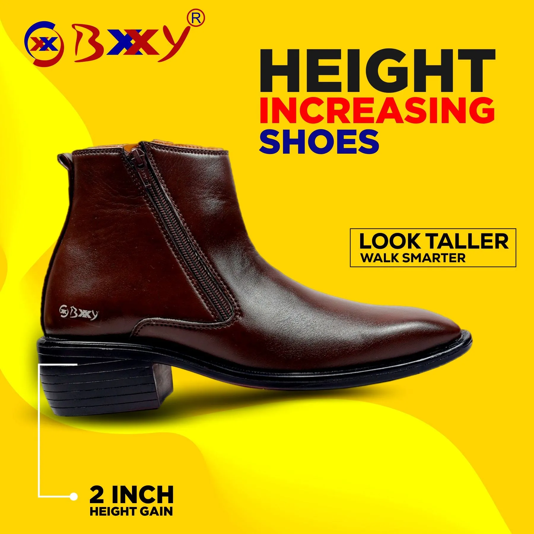 Men's Office Wear Formal Zipper Height Increasing Ankle Boots