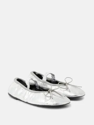 Metallic leather ballet flats