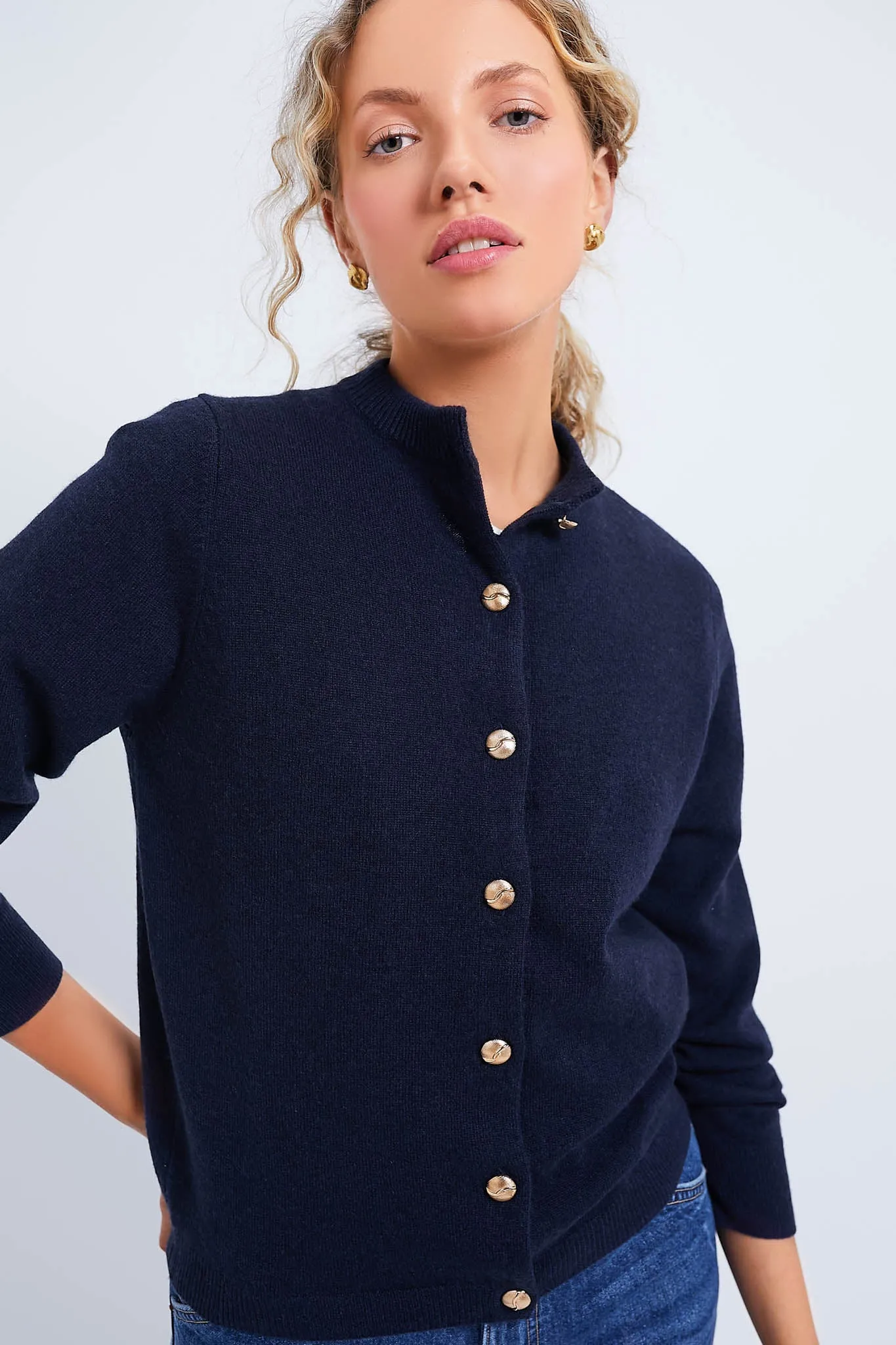 Navy Quinn Cashmere Cardigan