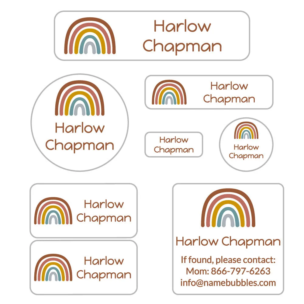 Neutral Rainbow Mega Daycare Labels Pack