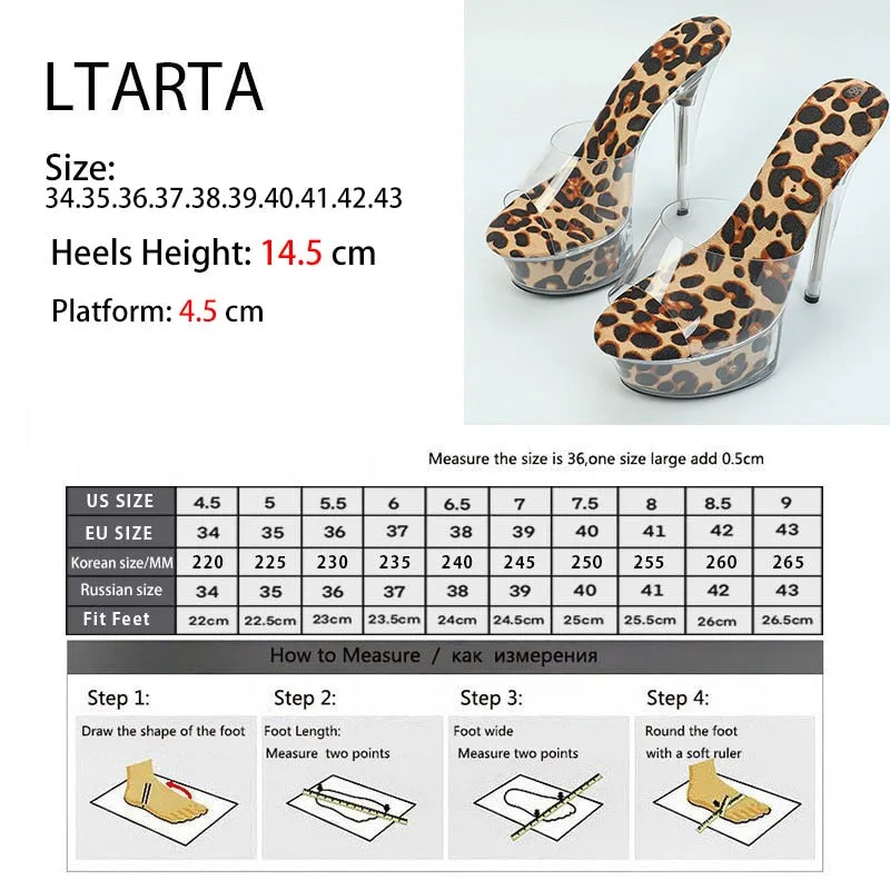 New LTARTA Women Sexy Nightclub Transparent Leopard Crystal Fashion Shoes