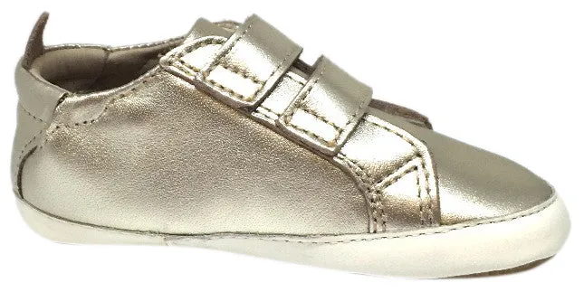 Old Soles 113R Girl's and Boy's Gold Bambini Soft Leather Double Crib Walker Baby Shoes