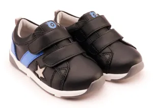 Old Soles Boy's 2101 Track Squad Casual Shoes - Black / Neon Blue / Gris / White Grey Sole