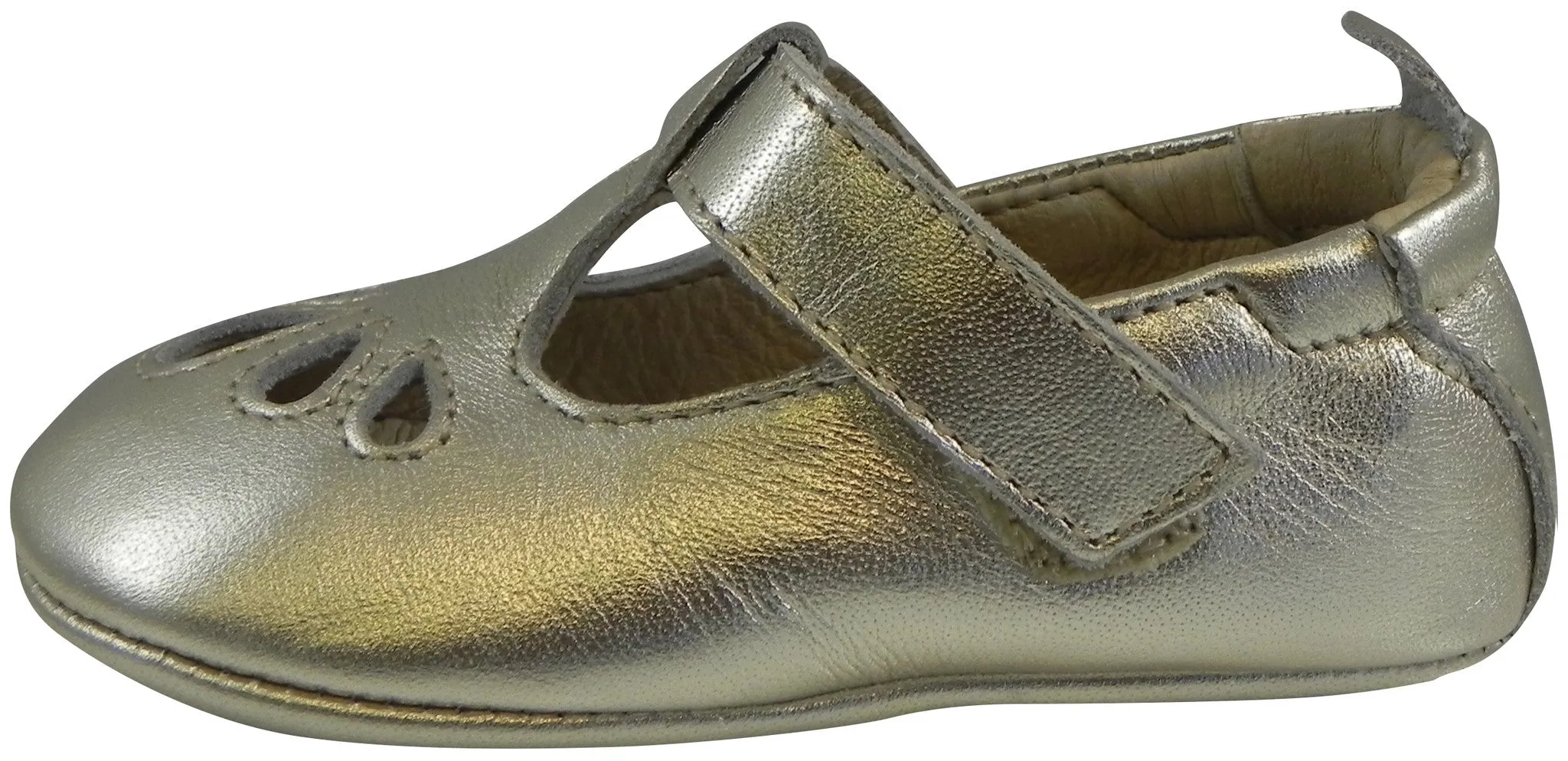 Old Soles Girl's 053 T-Petal Gold Leather T-Strap Mary Jane Shoe