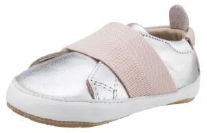 Old Soles Girl's & Boy's 195 Bambini Master Silver with Light Pink Band Leather Elastic Slip On Sneakers