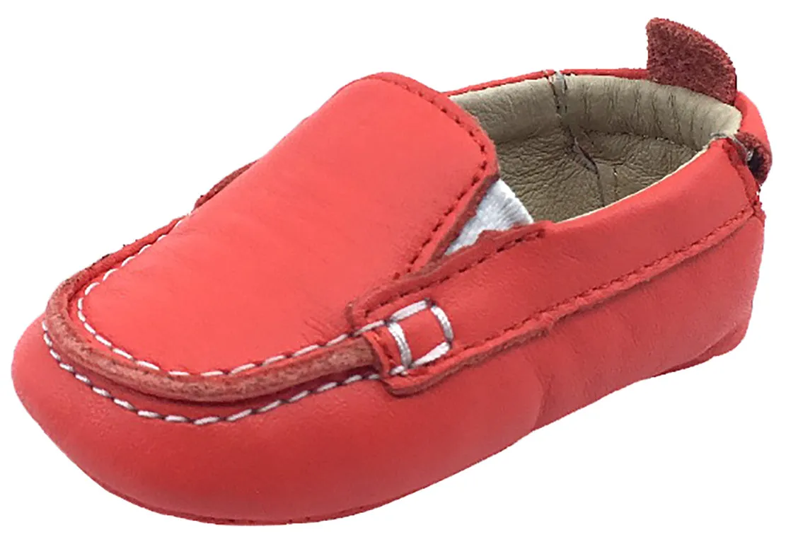 Old Soles Girl's and Boy's Red Baby Boat Shoes