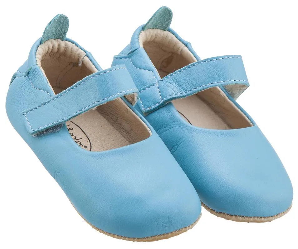 Old Soles Girl's Gabrielle Turquoise Blue Soft Leather Mary Jane Crib Walker Baby Shoes