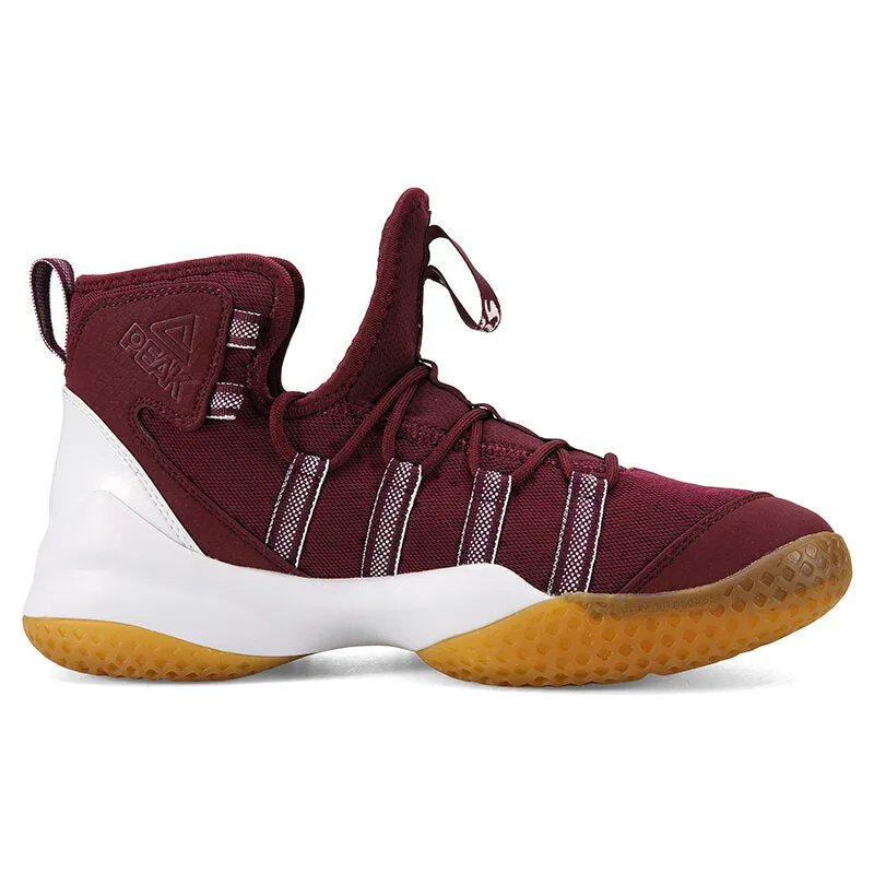 PEAK Men Court Basketball Shoes Cushioning Sneakers Burgundy  DA830551