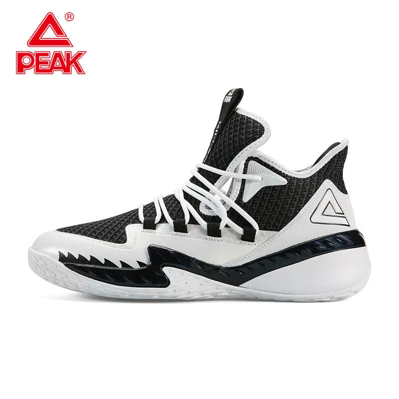 PEAK  Professional Basketball Shoes Mid Sneakers White Black DA920231