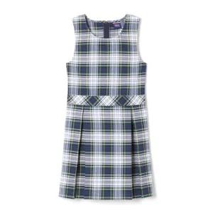 Plaid Box Pleat Jumper Navy & White