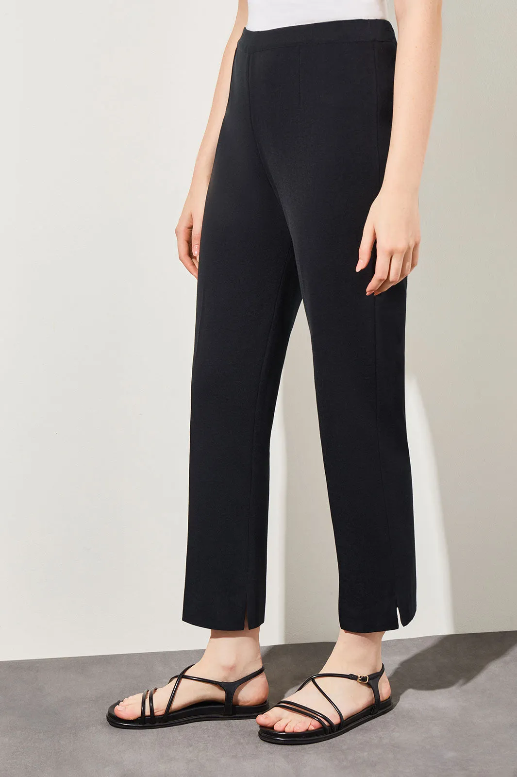 Plus Size Knit Straight-Leg Ankle Pants