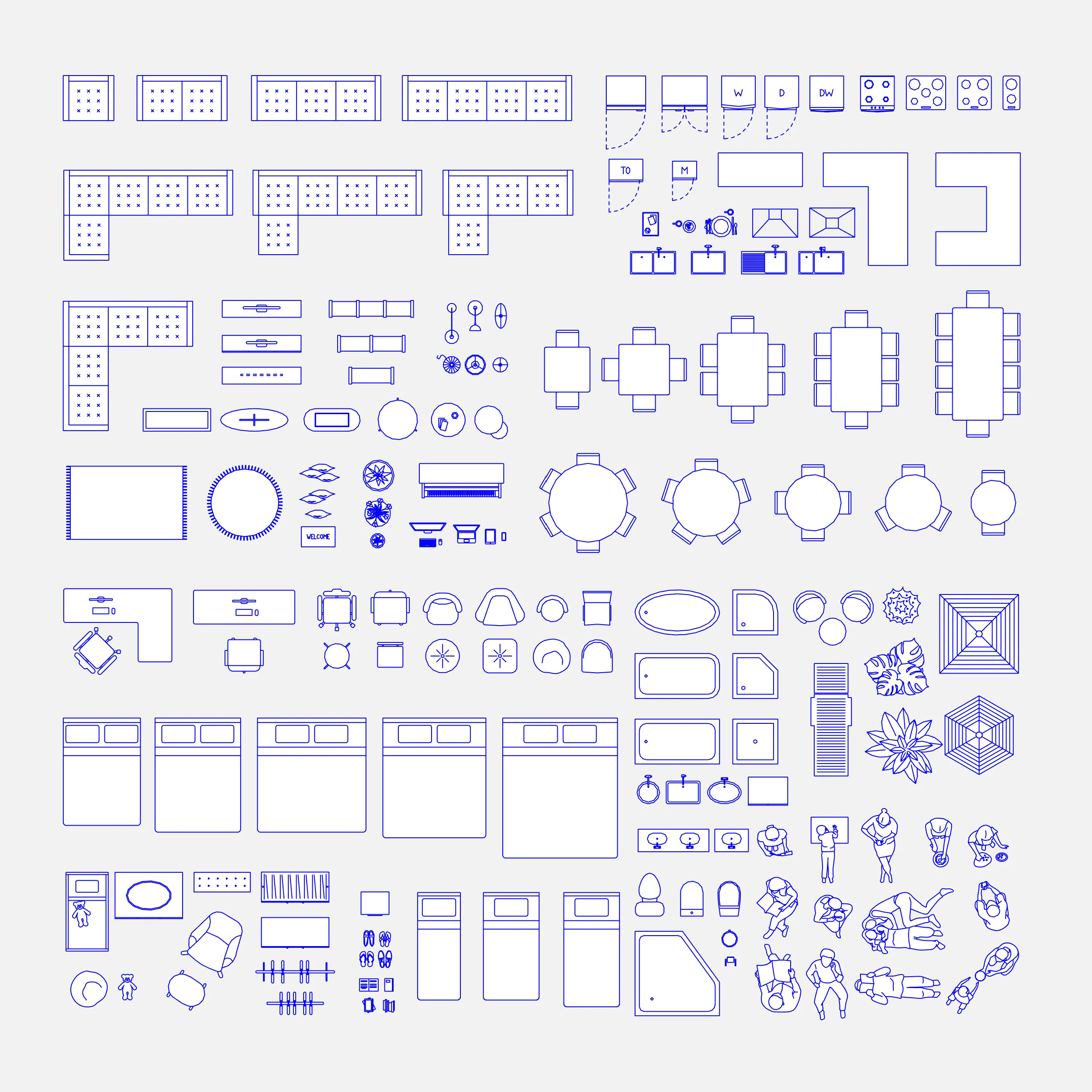 Revit 2D Parametric Furniture - Professional (116 Items)