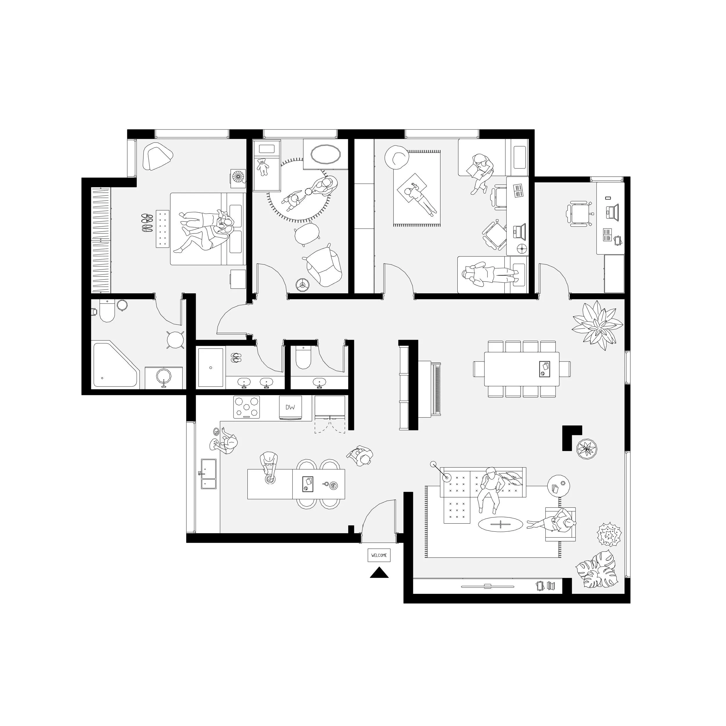 Revit 2D Parametric Furniture - Professional (116 Items)