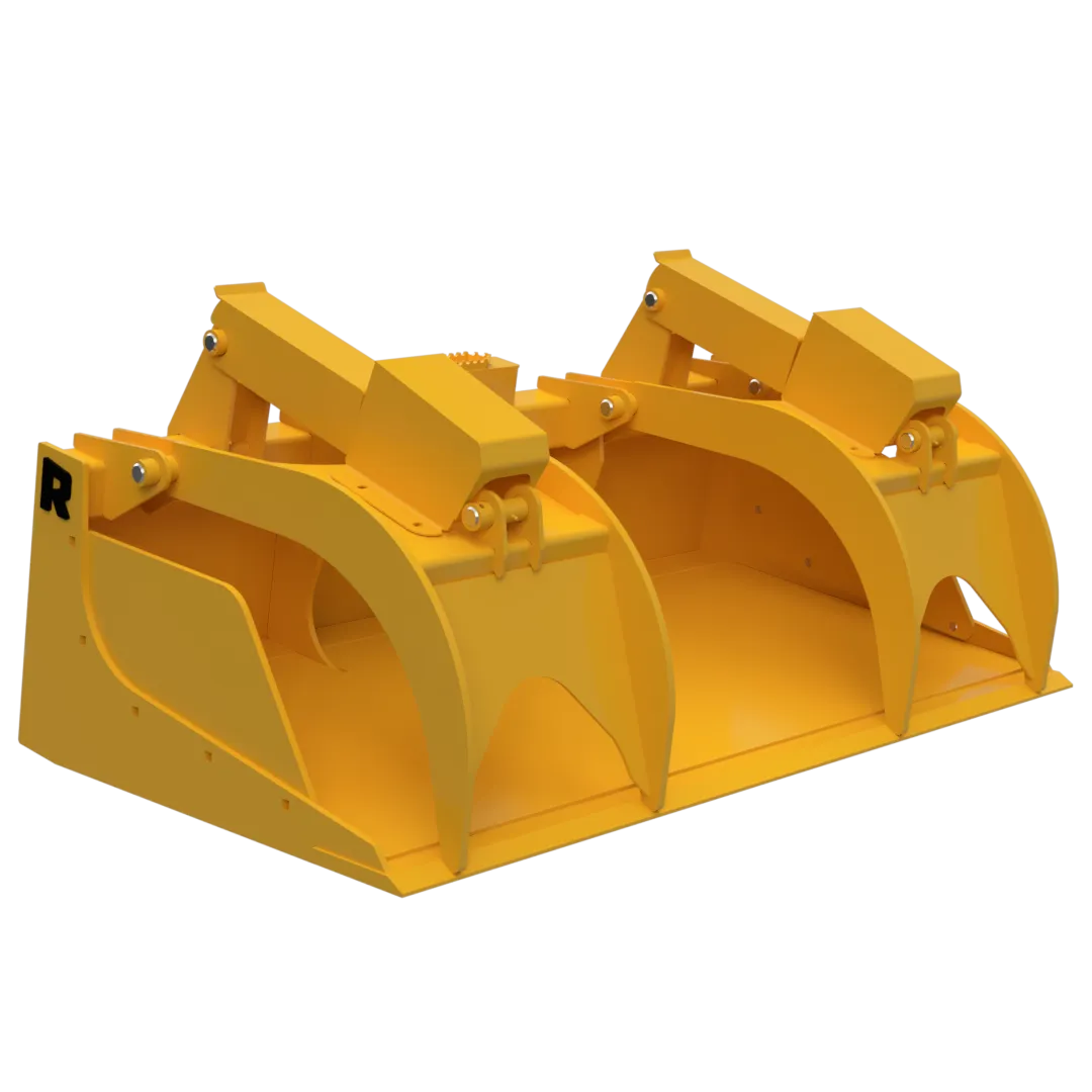 Rockland Severe Duty Grapple Bucket | Cylinder Size 2″ Bore 10″ Stroke | Oversized Pins & Bushings | Horsepower 65 HP | For Skid Steers