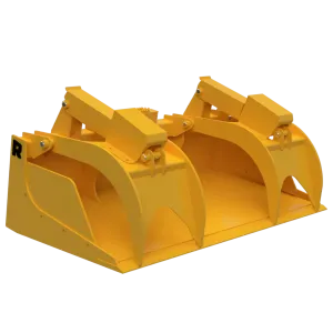 Rockland Severe Duty Grapple Bucket | Cylinder Size 2″ Bore 10″ Stroke | Oversized Pins & Bushings | Horsepower 65 HP | For Skid Steers