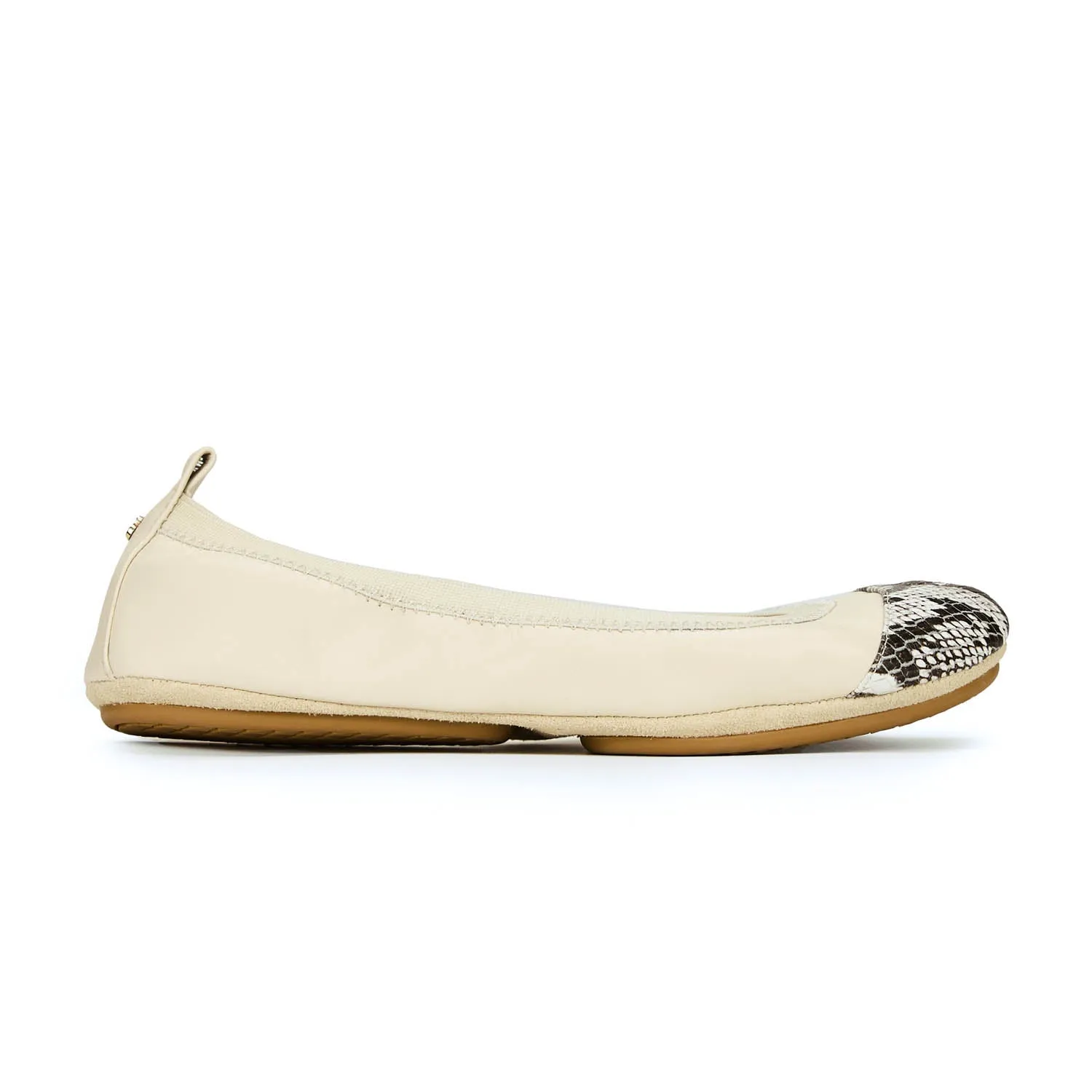 Samantha Foldable Ballet Flat in Bone & Snake