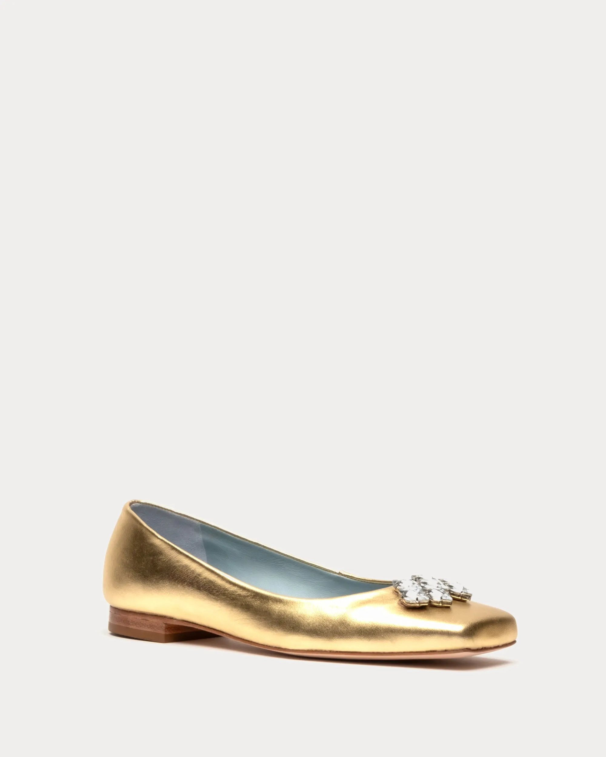 Square Toe Ballet Flat Platino