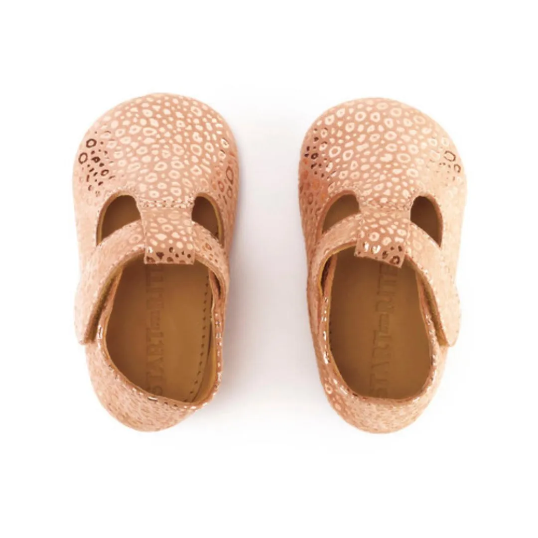 Start-Rite: Rhyme Pram Shoes - Rose Gold Suede / Leopard