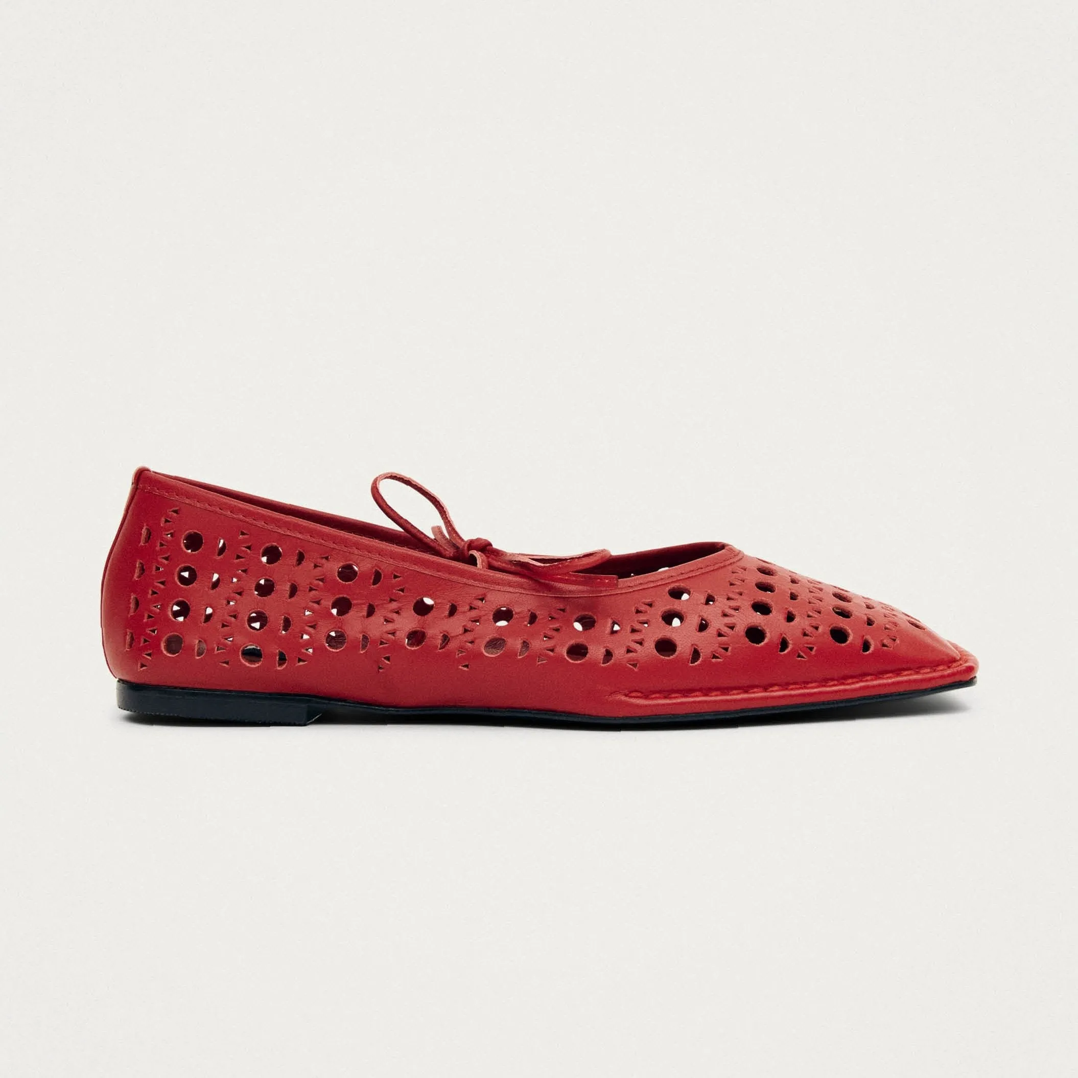 Sway Slit Red Leather Ballet Flats