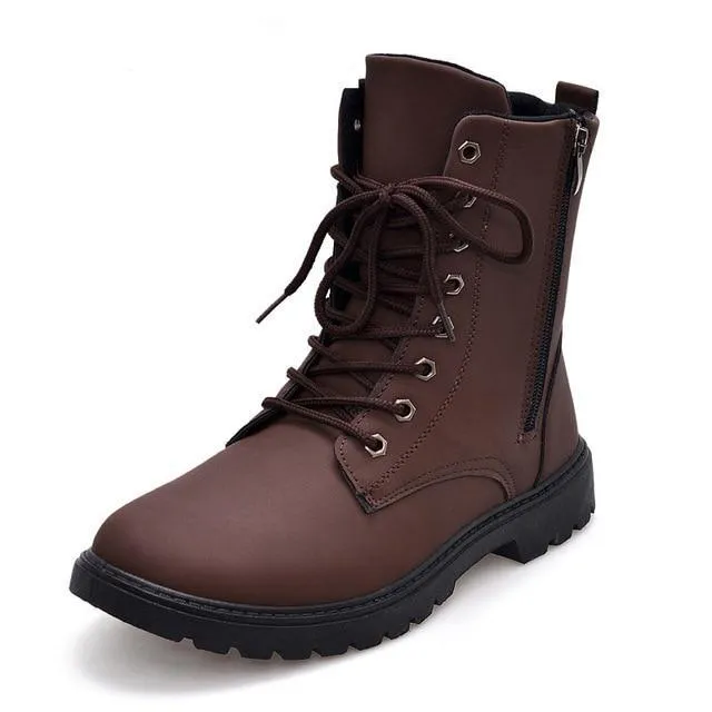 Tactical Waterproof Winter Vintage Leather Biker Boots