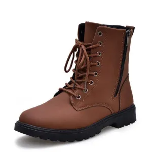 Tactical Waterproof Winter Vintage Leather Biker Boots