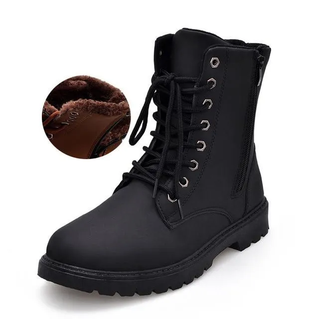 Tactical Waterproof Winter Vintage Leather Biker Boots