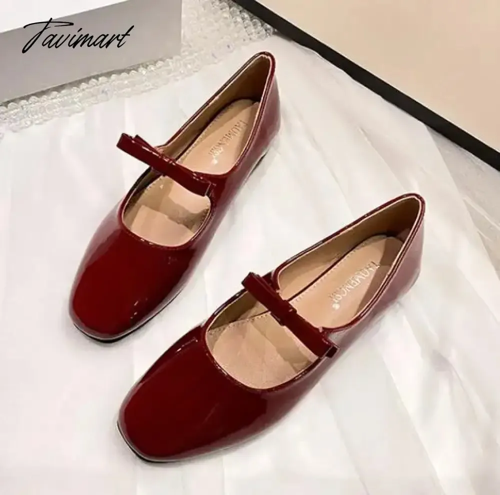 TAVIMART -  NEW Mary Jane Shoes Round Toe Women's Shoes Bow PU and Silk Ballet Flats Spring/Autumn Flats Women Shoes Plus Size 33-43