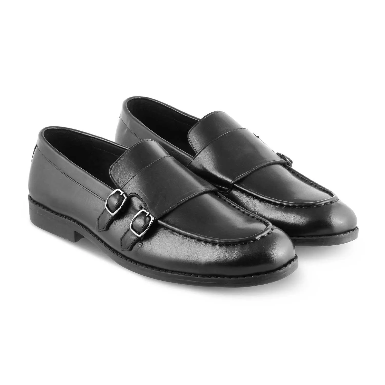 The Bondy Black Men's Double Monk Shoes Tresmode