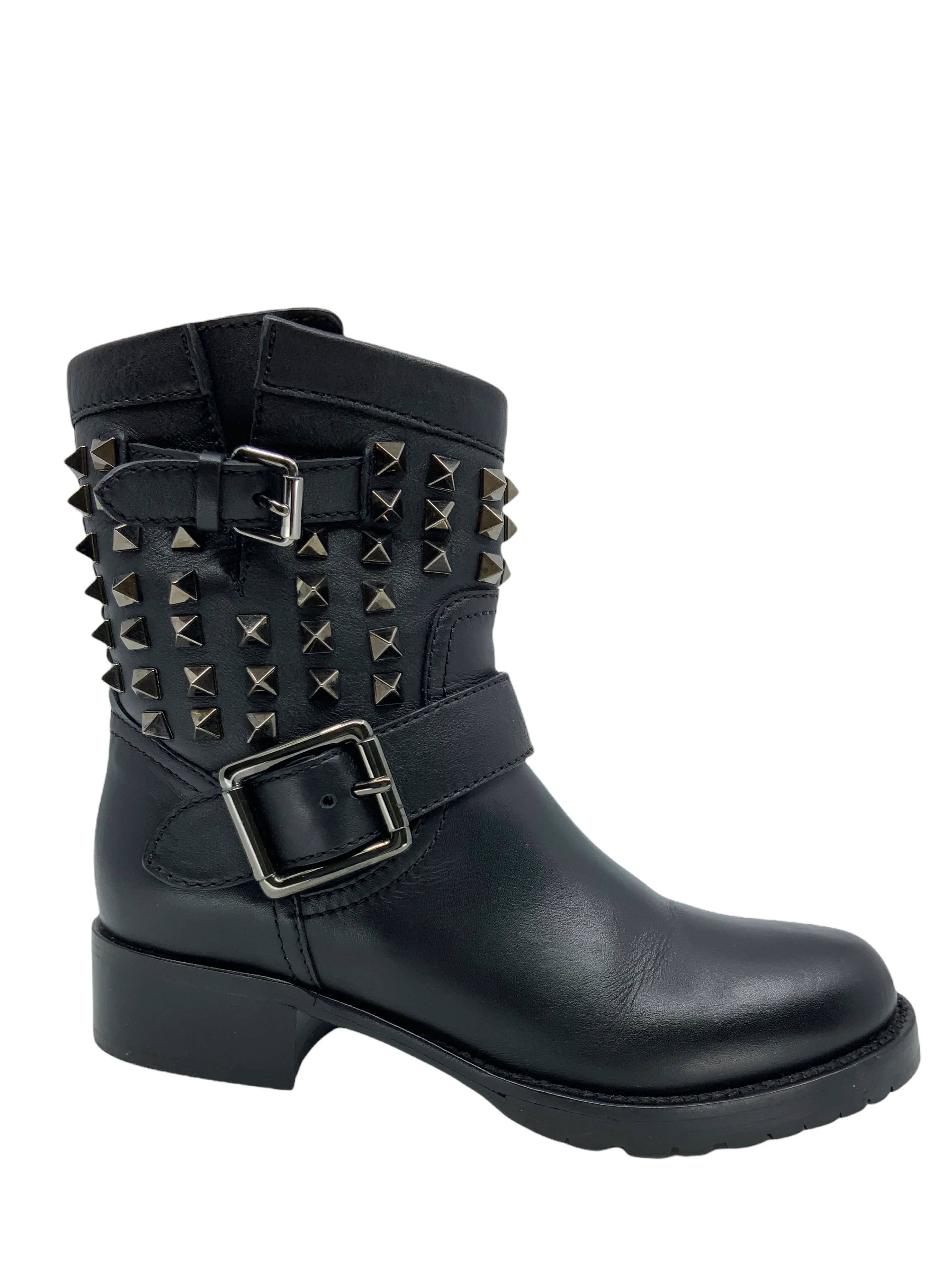 Valentino Rockstud Rolling Leather Biker Boot Size 5