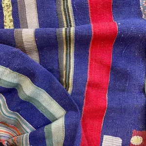 Vintage Kantha (Heavy style) with multi coloured stripes  H4