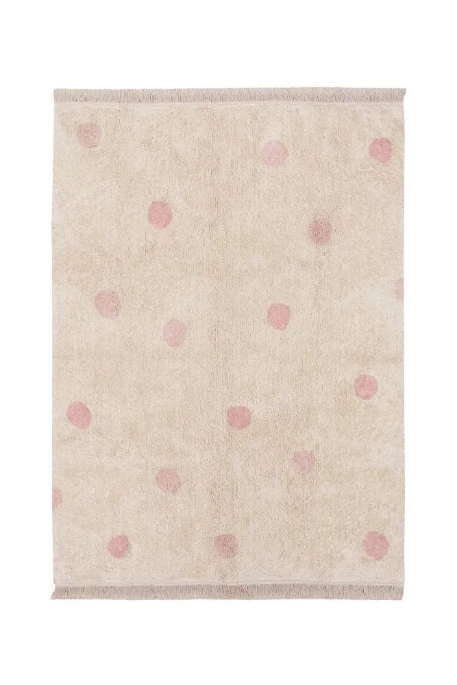 WASHABLE AREA RUG HIPPY DOTS NATURAL