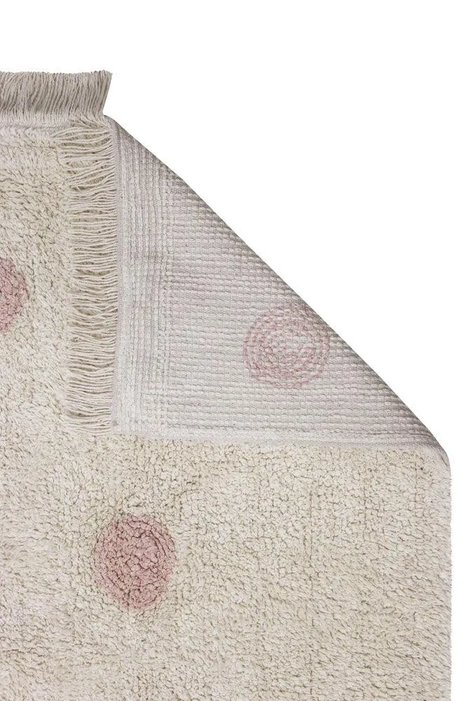 WASHABLE AREA RUG HIPPY DOTS NATURAL