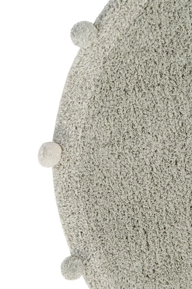 WASHABLE ROUND RUG BUBBLY OLIVE - NATURAL