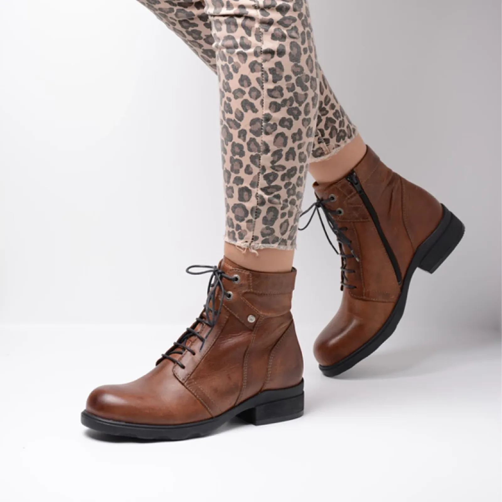 Wolky Center Ankle Boot (Women) - Cognac Velvet Leather