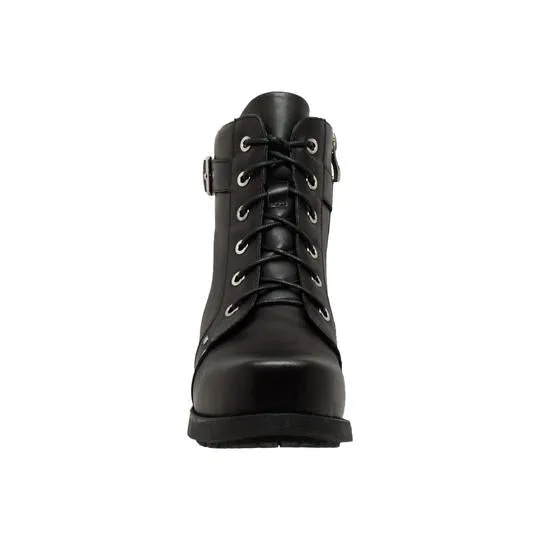 Women's 7" Biker Boot Black Leather Boots