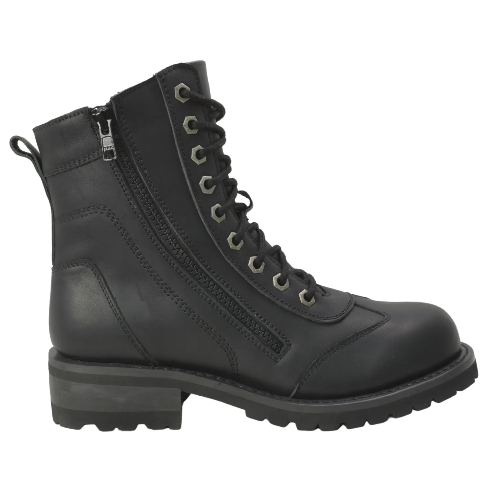 Women's 8" Zipper Biker Boot Black - 8650L