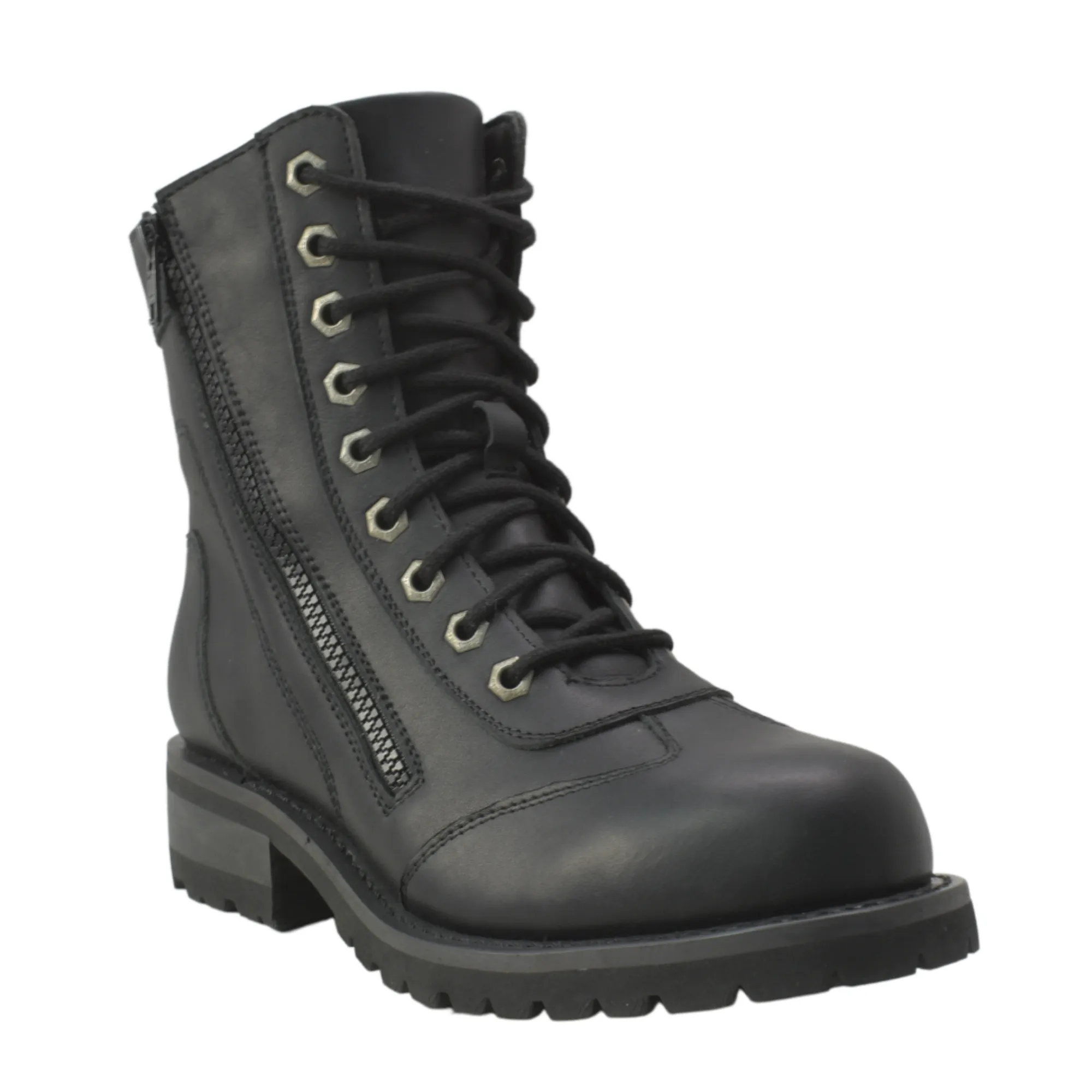 Women's 8" Zipper Biker Boot Black - 8650L