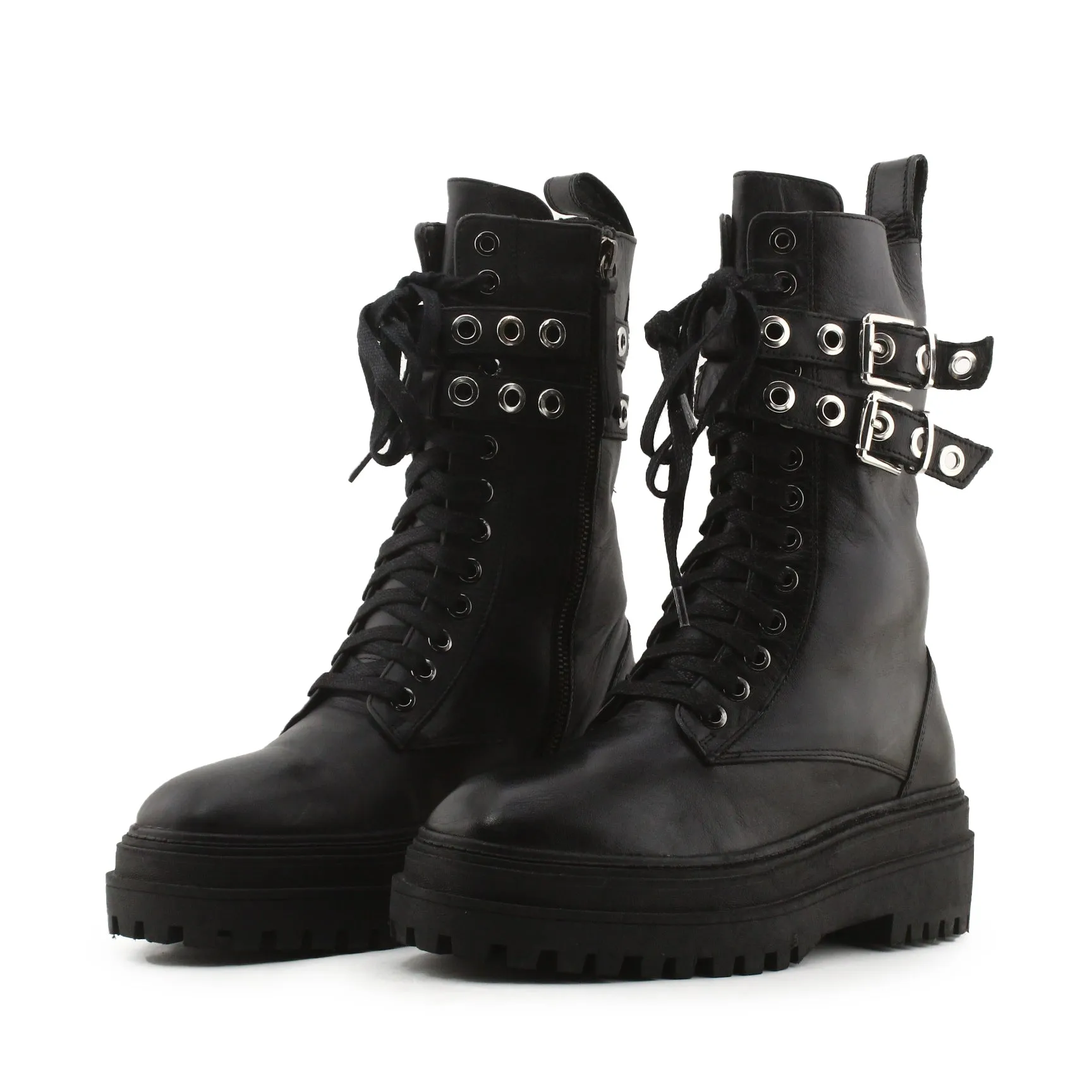 Zara Laces Biker Boots | 100% Authentic Leather